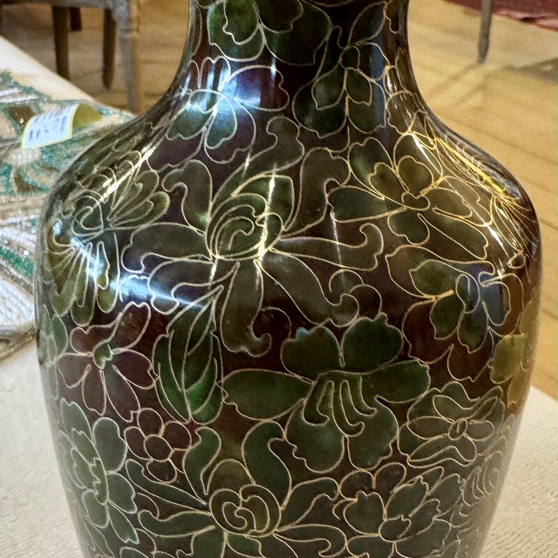 Vase Cloisonee, Brn/Grn,
Size: 8 Tall