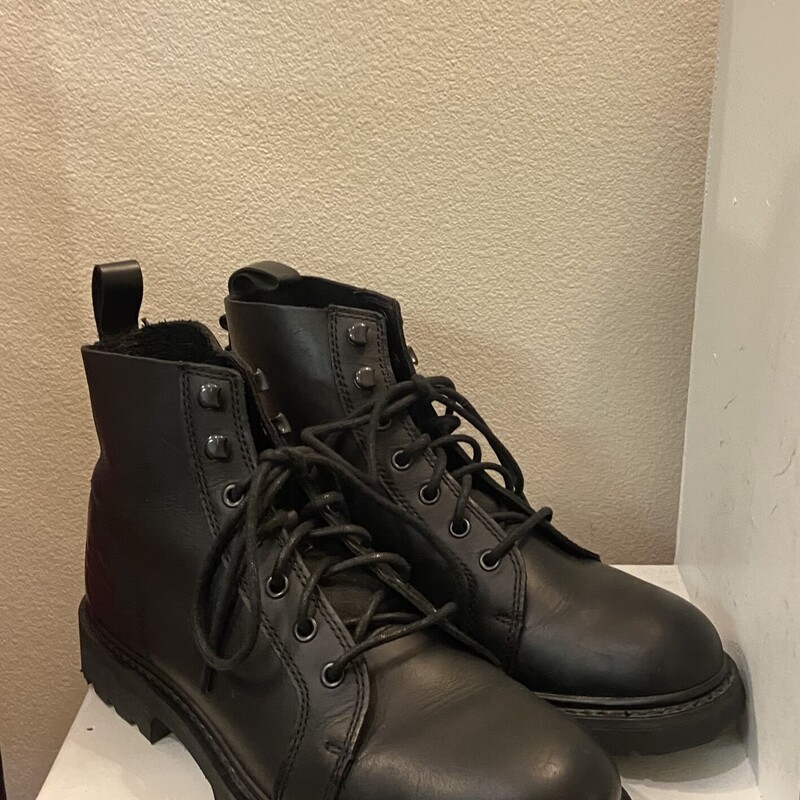 Blk Lthr Comb Boot