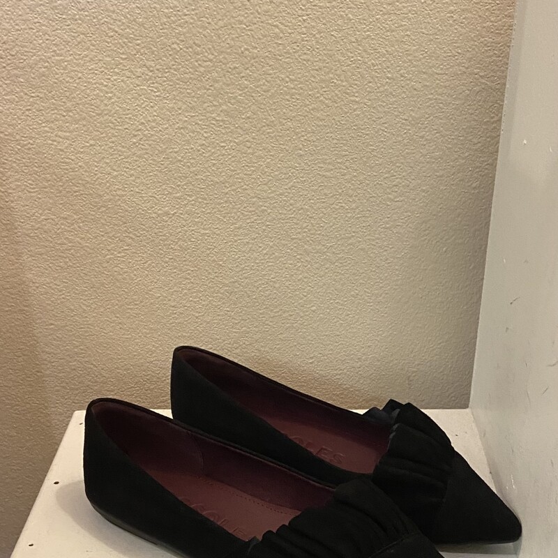 Blk Suede Rffl Flat
