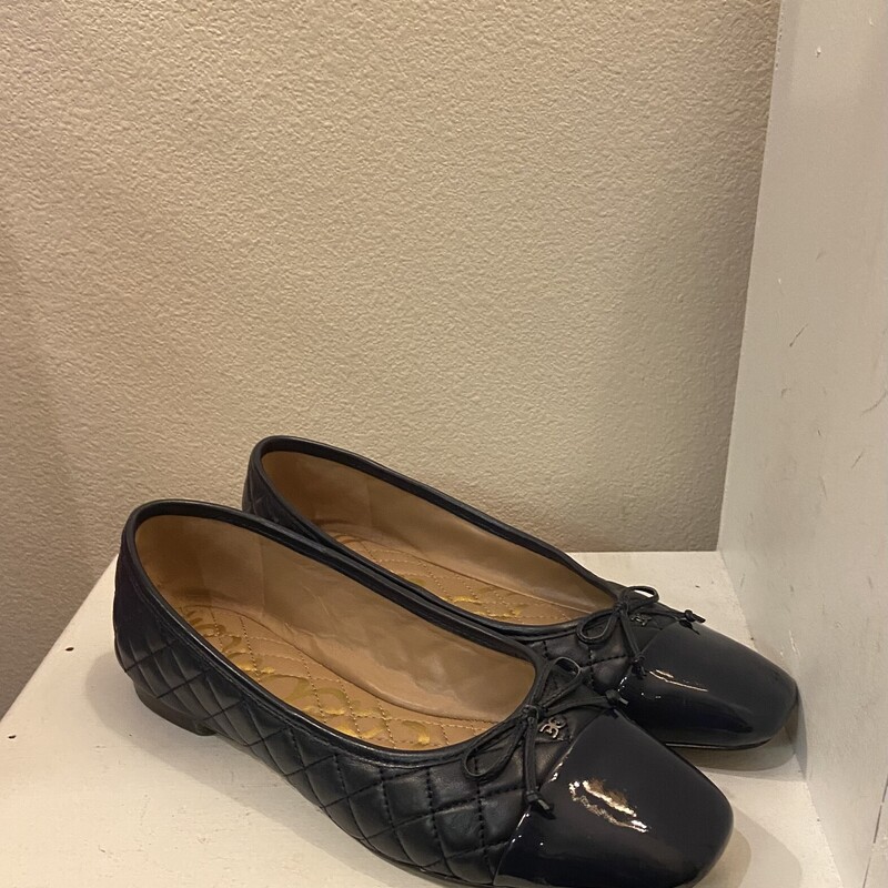 Navy Quilt Lther Pat Flat