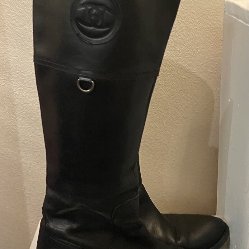 Blk Leather Tall Boots<br />
Black<br />
Size: 8 R$130