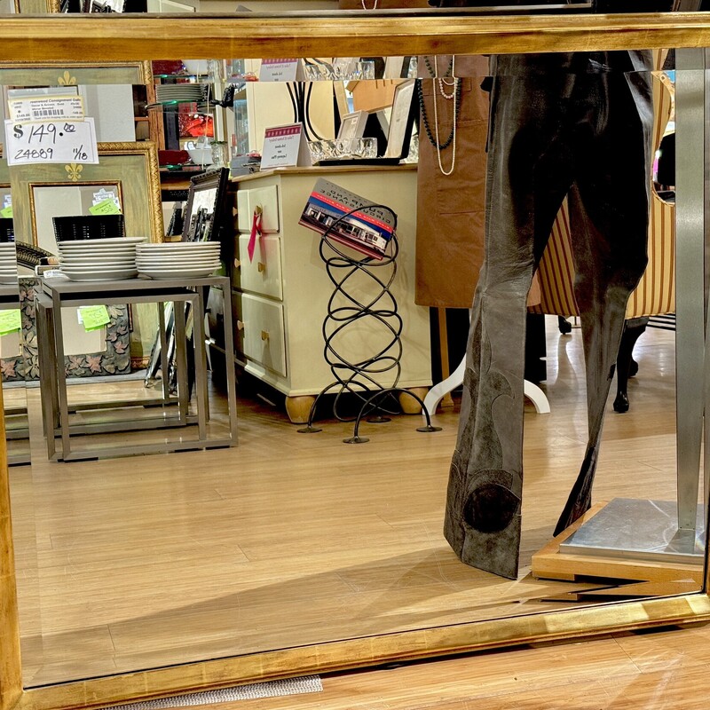 Mirror Beveled, Gold, Size: 43x36