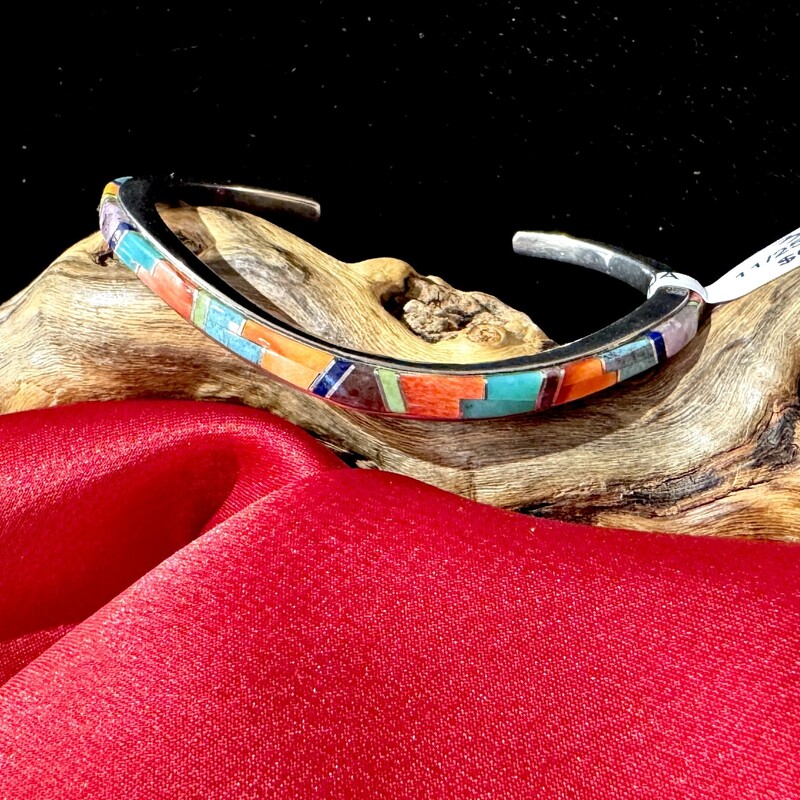 Sterling Native American inlaid bracelet