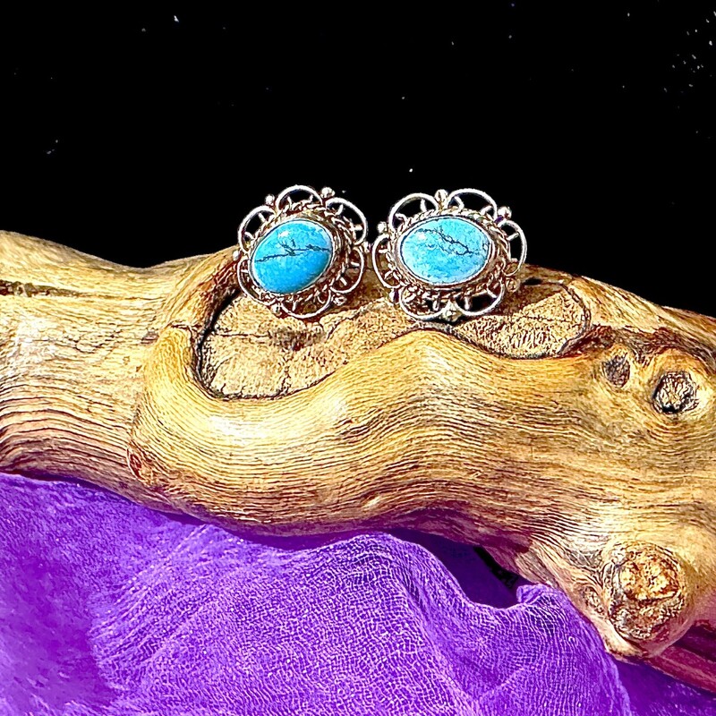 Sturling turquoise filagree earrings