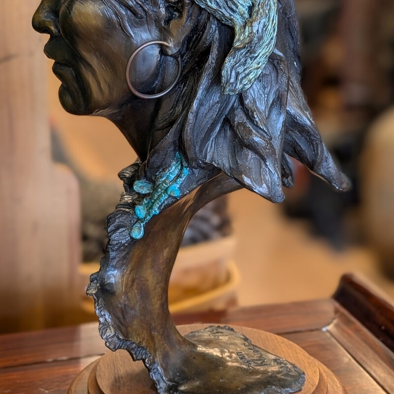 Susan Kliewer Zuni Man, Bronze, Sculpture<br />
Limited Edition<br />
9in round x 17h