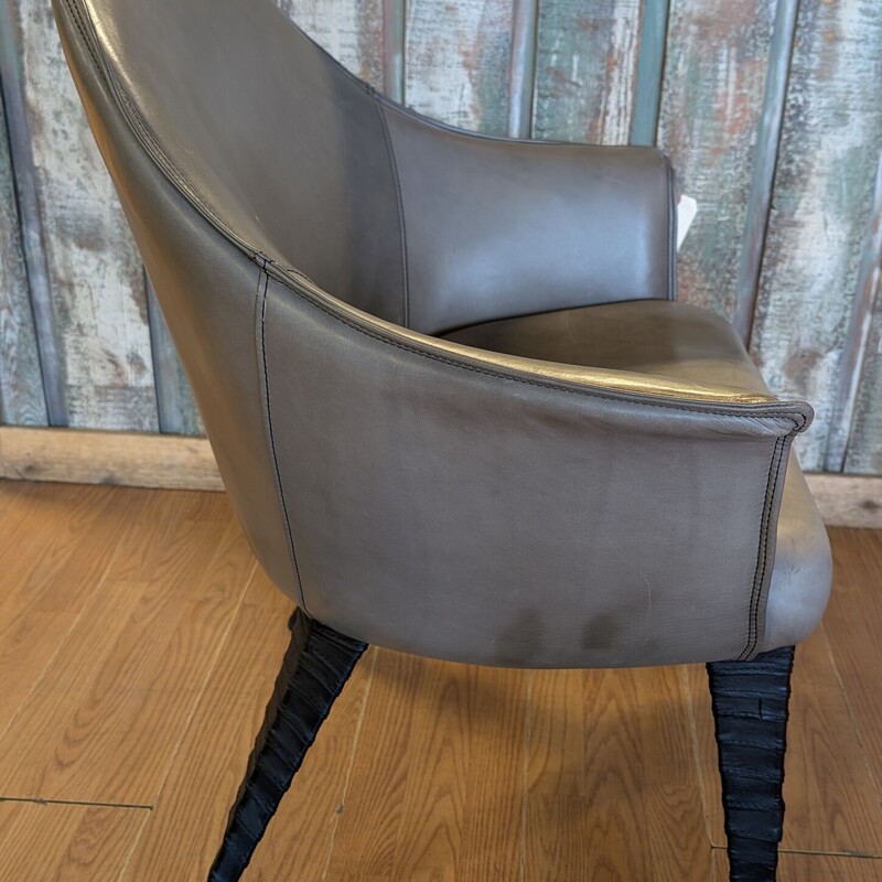 Norse Dining Chair, Fossil Grey, Black Leather Accents<br />
30 x 18 x 34.5h