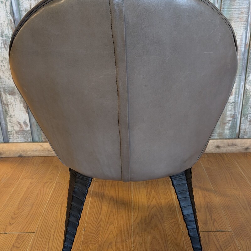 Norse Dining Chair, Fossil Grey, Black Leather Accents<br />
30 x 18 x 34.5h