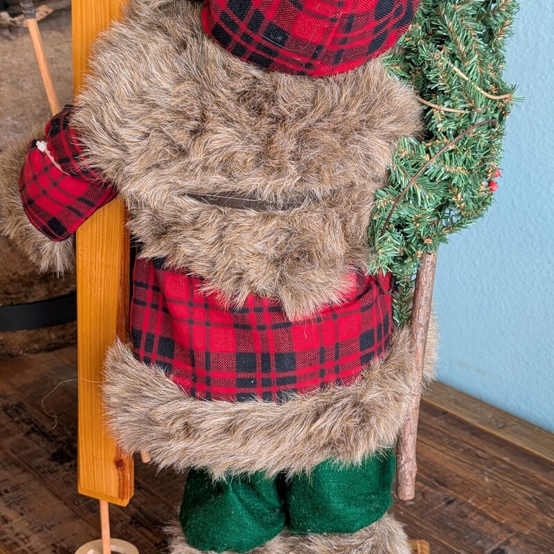 Tall Adirondack Santa, Skis,Fur, Beard<br />
16 x 26h
