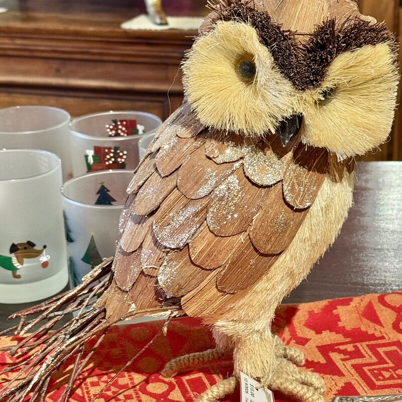 Owl Straw, Tan, Size: 6x9x11