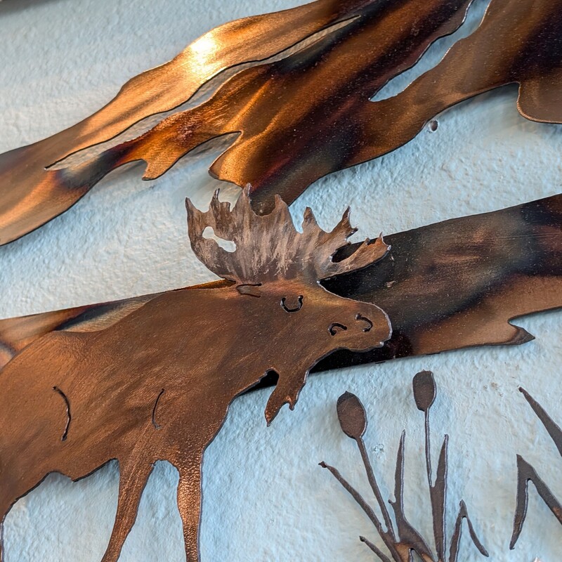 Metal Wall Sculpture, Moose, Handmade<br />
46 x 15h