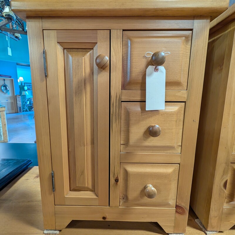Pine Side Table W/Door