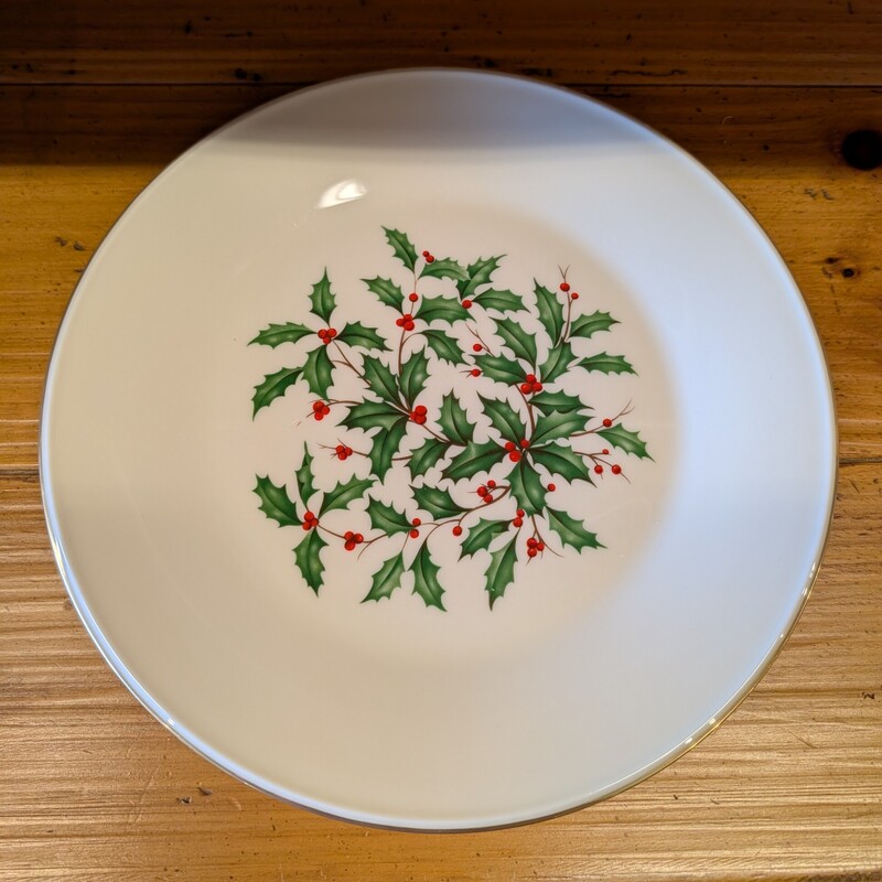 Vintage Lenox Holly Berry 12p, 11in Dinner Plates