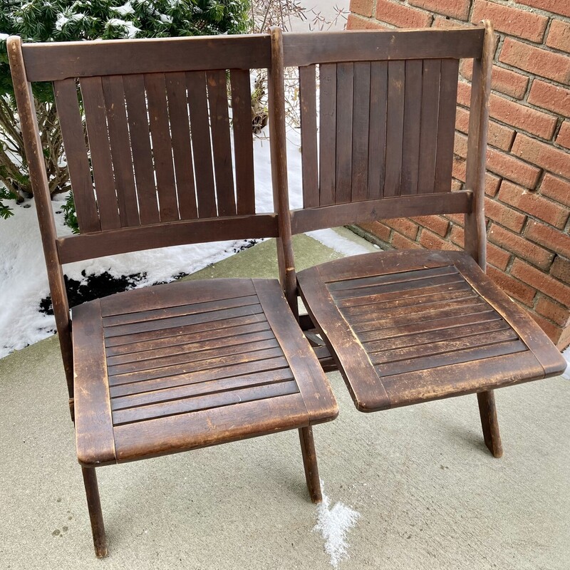 Wooden Twin Folding Seats