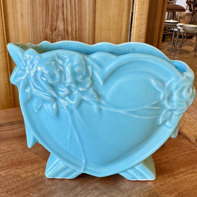 Vintage Vase Heart McCoy Aqua, AS IS, Size: 8x3x6