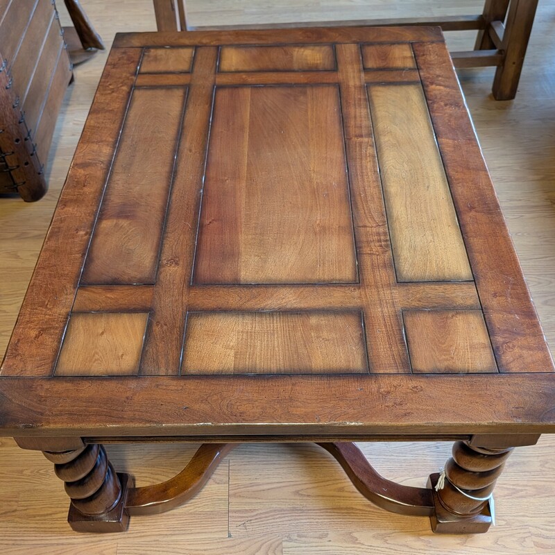 South Cone Coffee Table, Mohena, Twisted Legs
54 x 38 x 20h