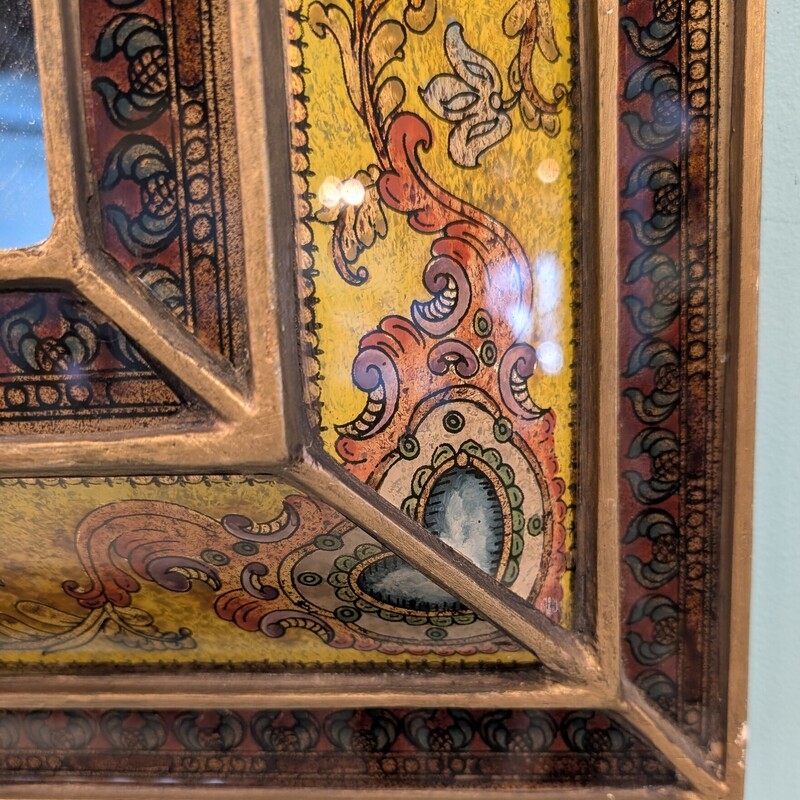 Eglomise Mirror Painted, Floral, Vintage<br />
29.5 x 39.5