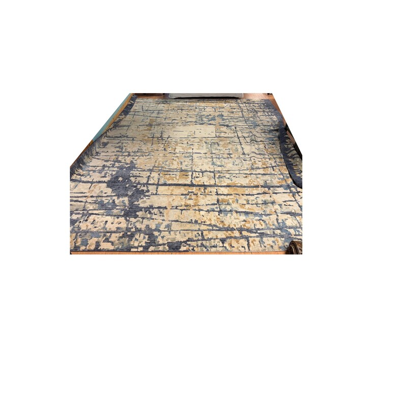 Tibetan Handwoven Wool, Indigo, Size: 12 X 15