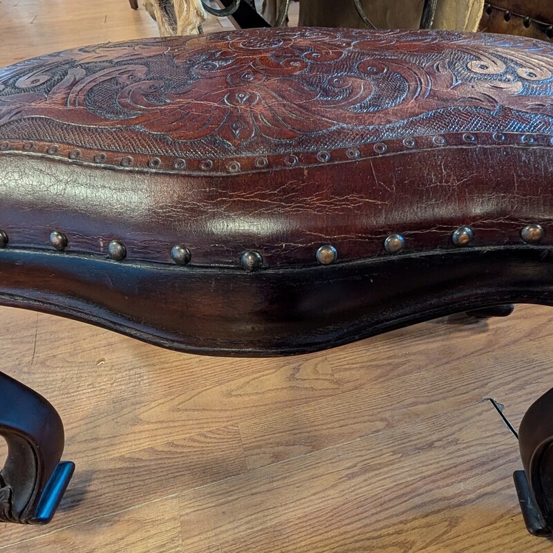 Tooled Leather Foot Stool