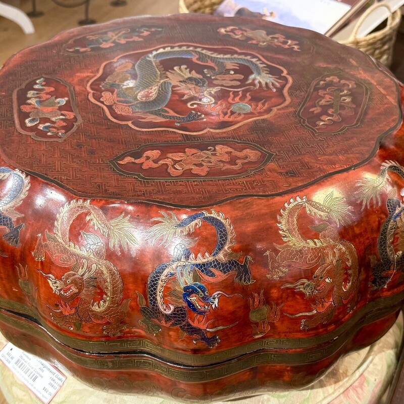 Box Chinese Lacquer, Red, Size: 19x10