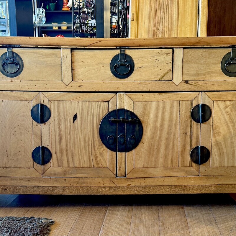 Vintage Console Hong Kong 3 Drawers & 2 Doors, Wood, Size: 83x20x32