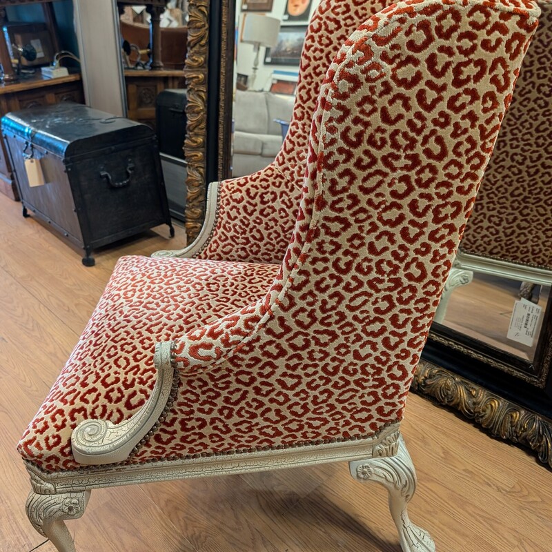 Red & Cream Leopard French Chair, Wingback
28 x 30 x 42
SH 18in