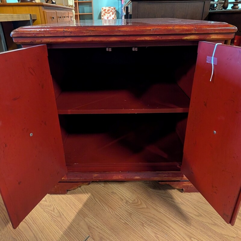 Two Door Side Table, Burnt Red<br />
27.5w X 35d X 28h