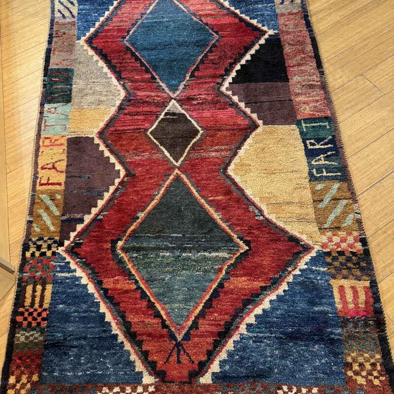 Rug Persian Gabbeh Vintage, Red, Size: 3.11x6.6