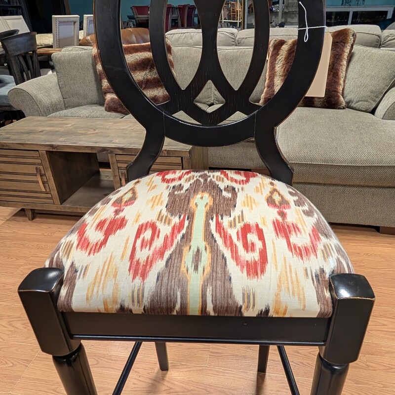 Custom Ikat Fabric Barstool, Multi, Black Wood
18 x 17 x 51h
Seat Height 31in