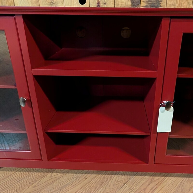 Media Cabinet Glass Doors, Red, 2 Shelf
51.5 x 15.5 x 32h