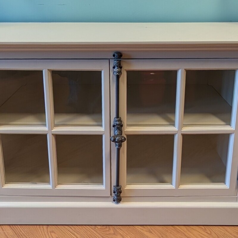 RH Casement Media Console, White, 4 Glass Doors
100 x 24 x 32h