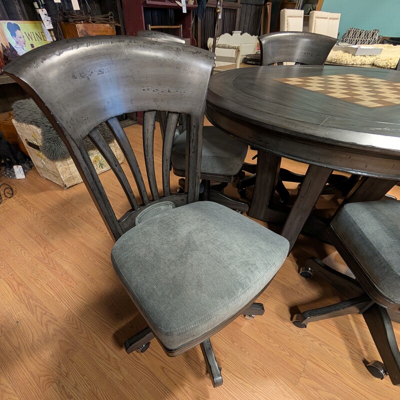 Darafeev Reversible Game, Poker/Checkers,<br />
6 Comfy Chairs with tilt<br />
55 Round