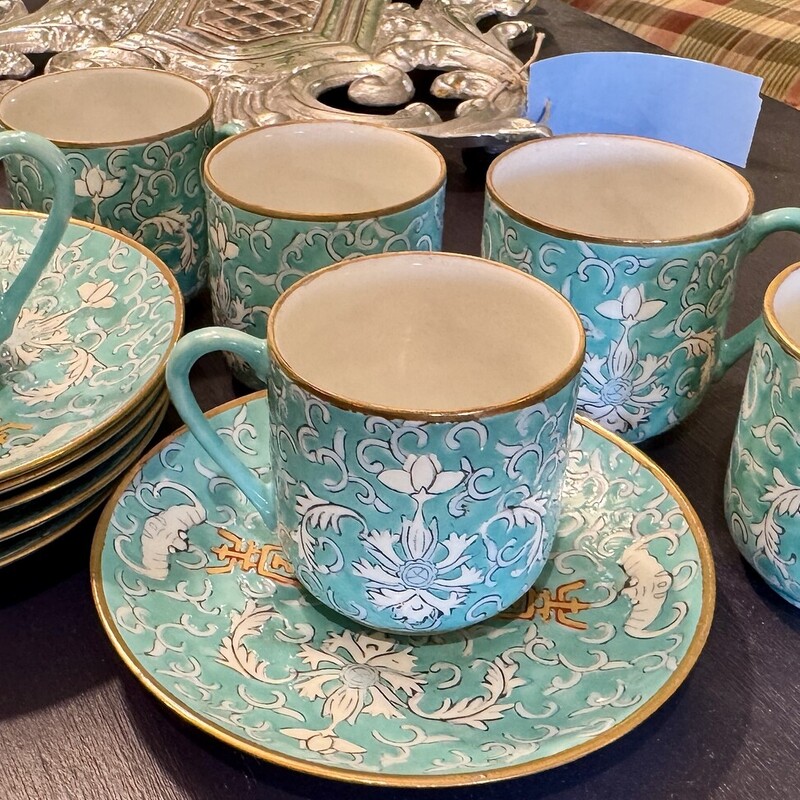 Tea Cup & Saucer Set, Occupied Japan, Japanese Porcelaimware, Hand Decorated Hong Kong, Vintage, Size: 12 Pc Set

2 Sets Available.