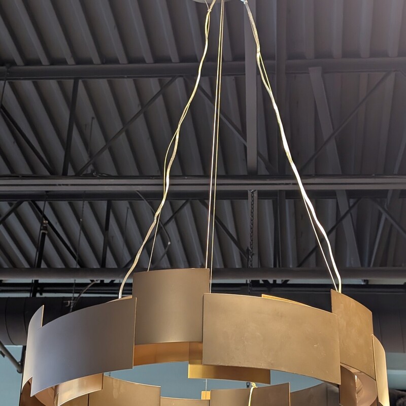 Kichler Drum Chandelier, Modern Chandelier<br />
Brown & Gold<br />
24w x 7h