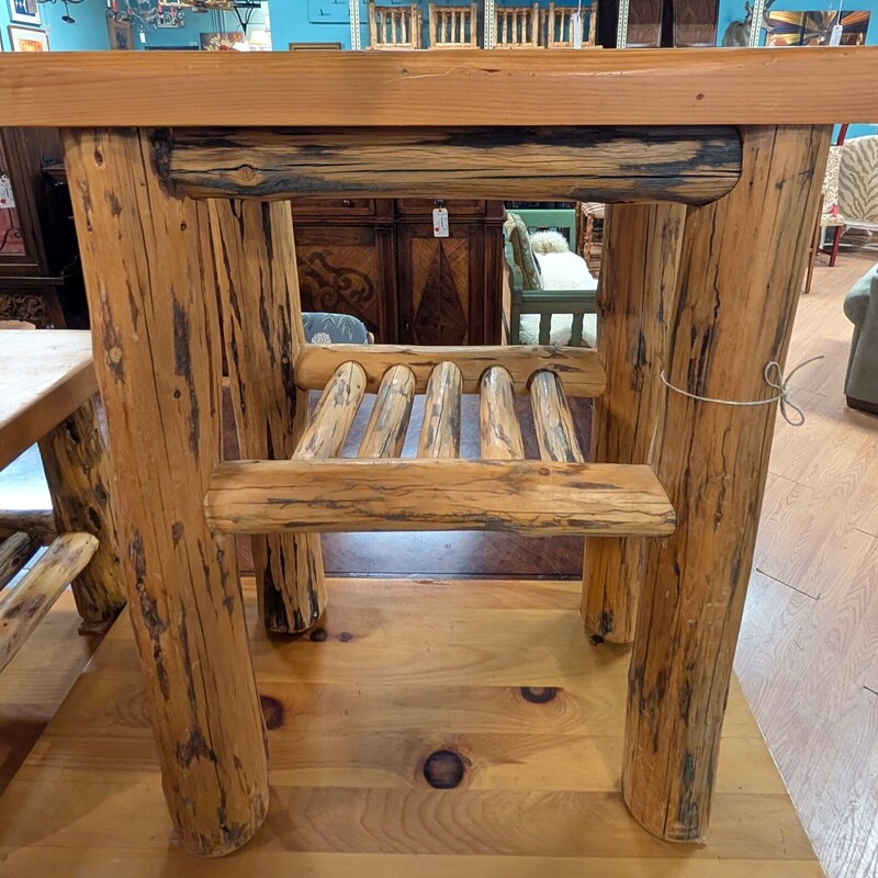 Log Side Table W/Shelf