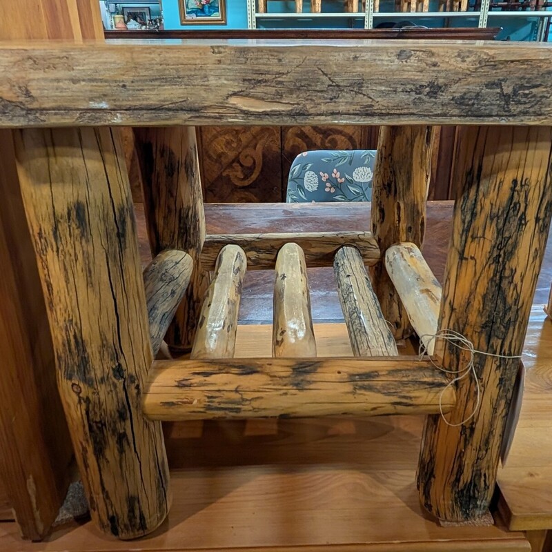 Log Side Table W/Shelf