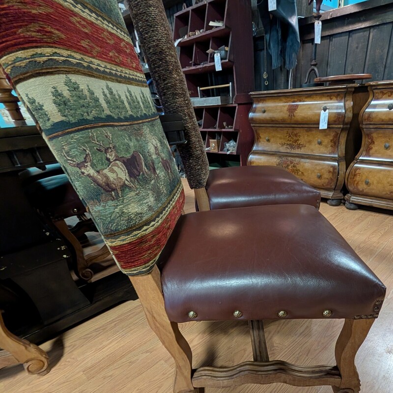 Leather & Fabric Dining, Deer, Set Of 8<br />
21 x 21 x 46h