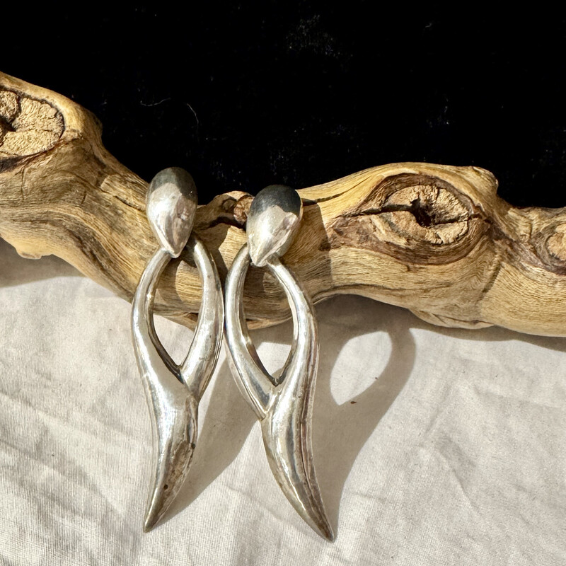 Sterling long curvy dangle earrings