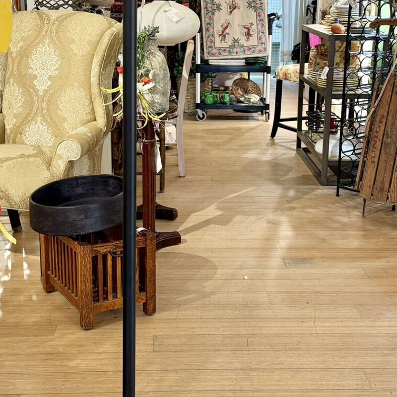 Floor Lamp Basket Shade, Black, Size: 65H