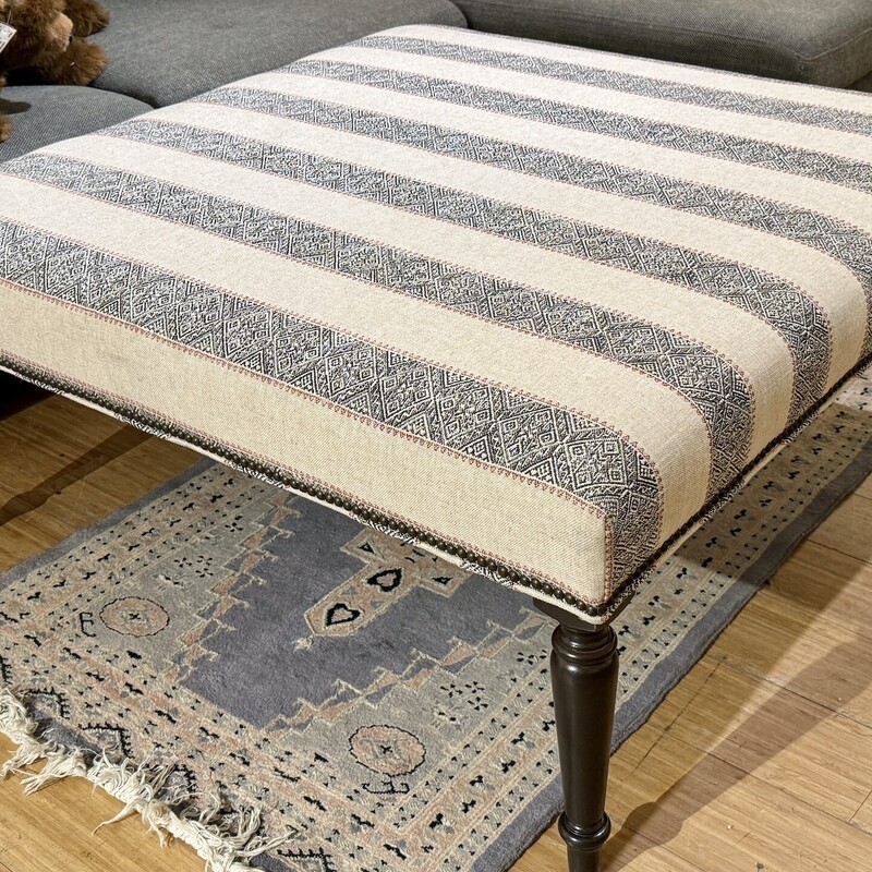 Ottoman, Ethan Allen, Stripe, Size: 42x42x20