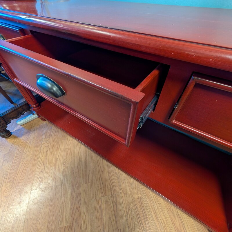 Sideboard W/Shelf, Red, 3 Drawer<br />
64 x 20 x 32.5h
