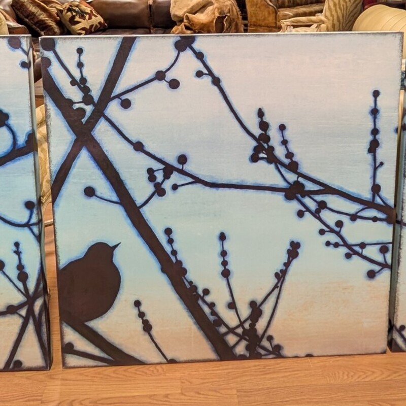 Triptych Modern BirdsTree