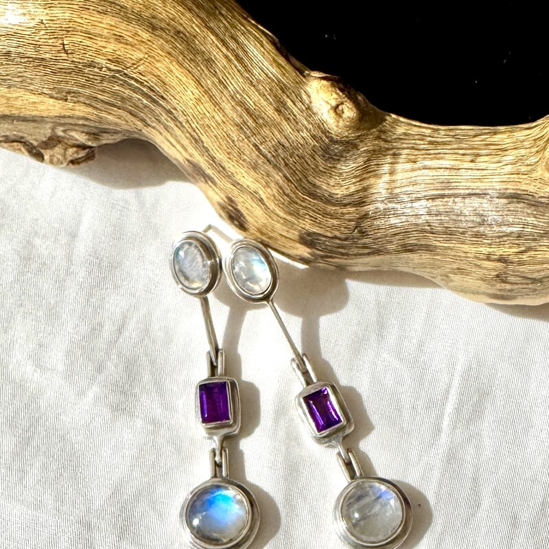 Moonstone & amethyst earrings