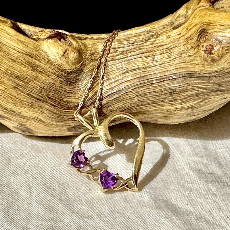 10k heart & red stone necklace