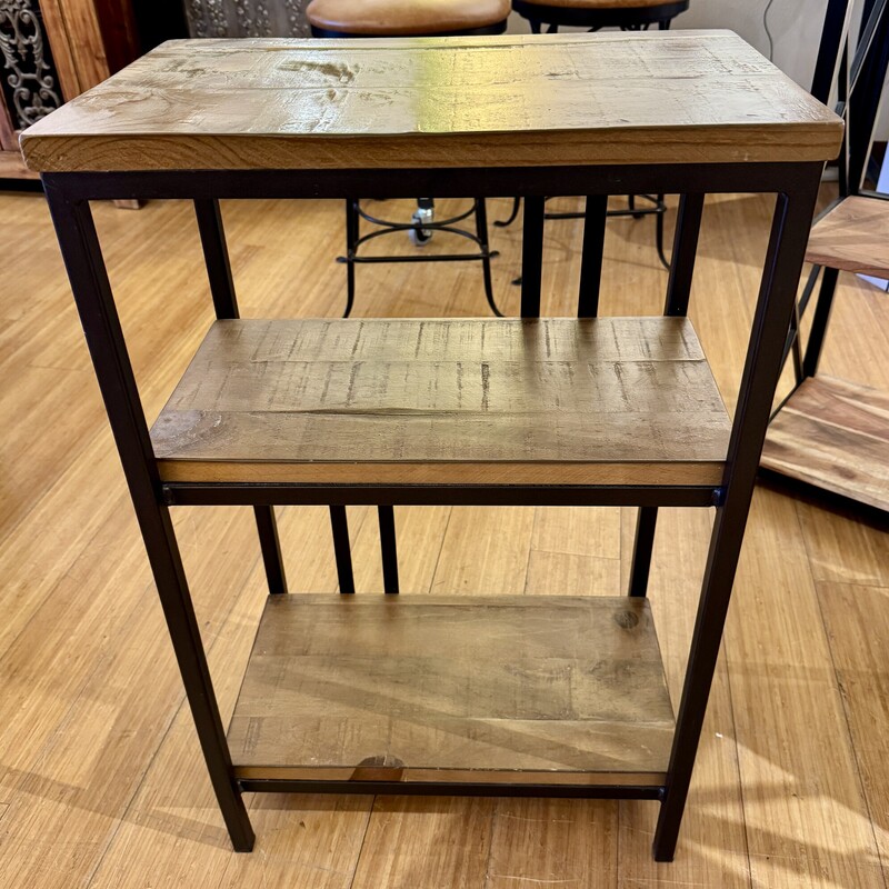 Bookshelf 2 Shelves, Wood/Metal, Size: 19x12x30