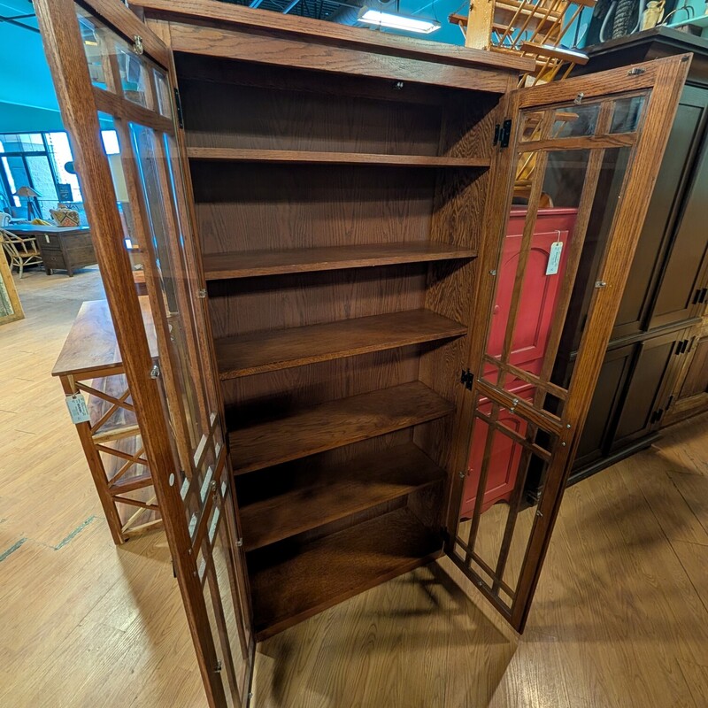 Mission Style W/Glass Doors, Dark Stain, 2 Door
37.25 x 12 x 72h