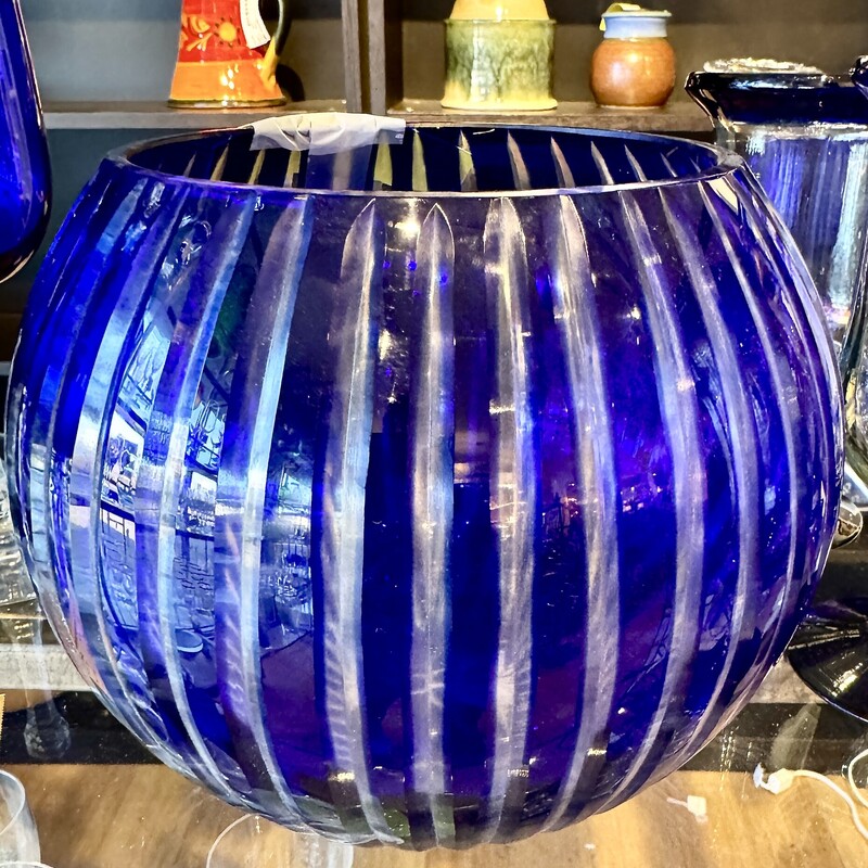Bowl Rose Striped, Cobalt, Size: 8Rx7H
