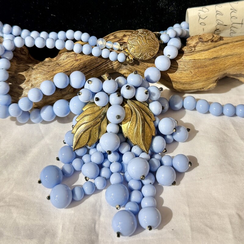 NeDblStrBluBeadsVntg