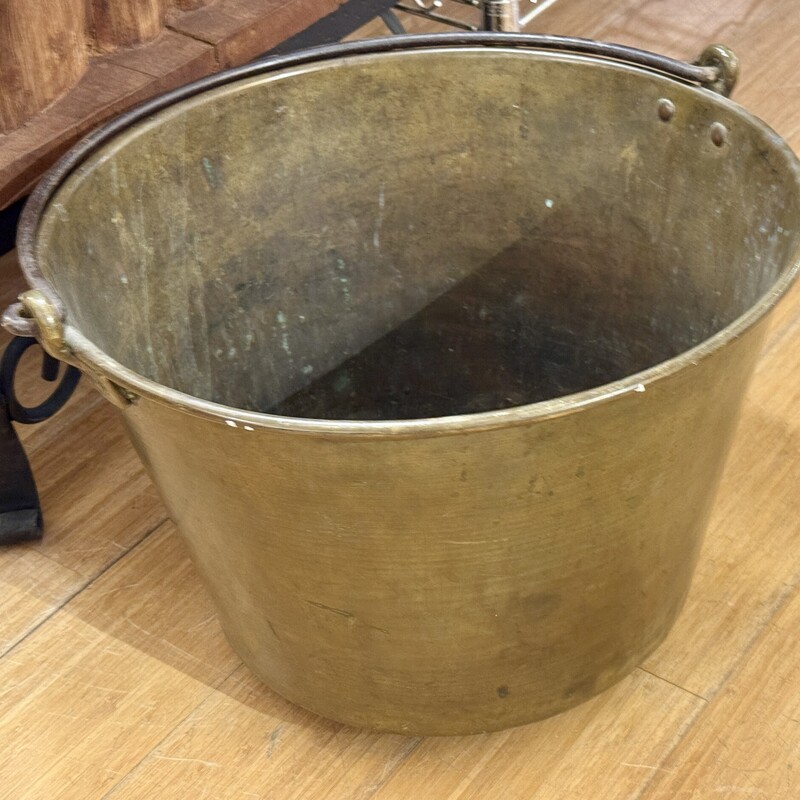 Bucket With Handle Antique, Brass, Size: 18x13