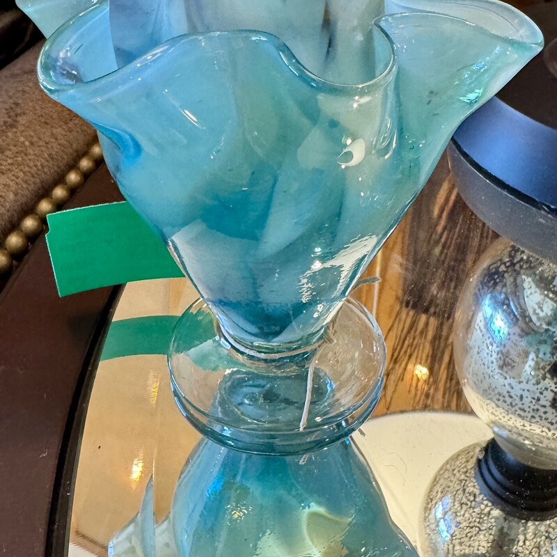 Vase Art Glass Ruffle Top