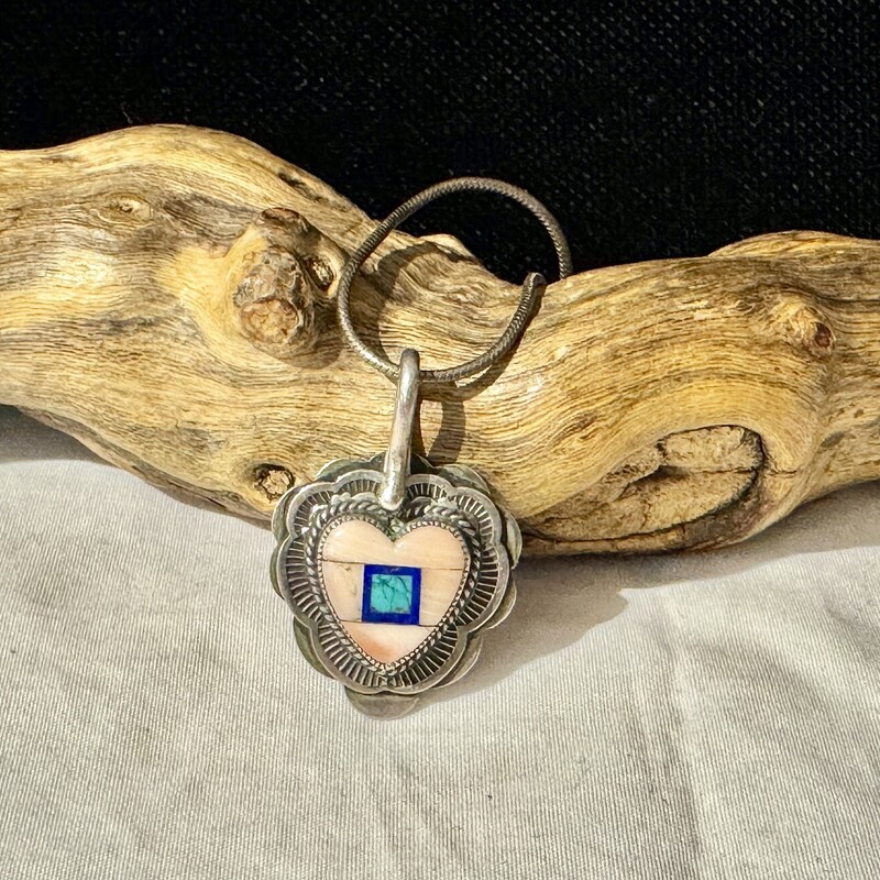 Sterling inlaid heart - 2 sided